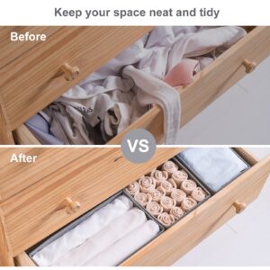 Coorganisers 6 Packs Dresser Organizers,Drawer Organizers for Clothing,Baby Organizers and Storage Drawers,Woven-Fabric Dresser Drawer Organizers,Baby Clothes Organizer in Bedroom-1 Large Cell