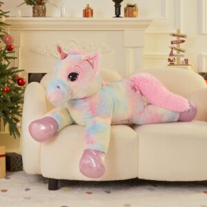 Muiteiur 43.4" Large Pink Unicorn Plush Pillow - Soft Stuffed Animal Toy Gift for Girls