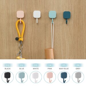 PINKG 12pcs Multicolor Adhesive Hooks Heavy Duty Wall Hooks Towel Waterproof Hooks for Hanging Coat, Towels, Hats, Keys, Shower, Kitchen, Living Room, Depot, Black, White, Gray, Pink, Blue, Navy Blue