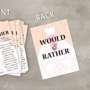 Huastatewolf Bridal Shower Game Cards, Would She Rather Game, Brid with Holding Flowers Pink Engagement Party Cards for Wedding, Set of 30 Cards(Dress003)