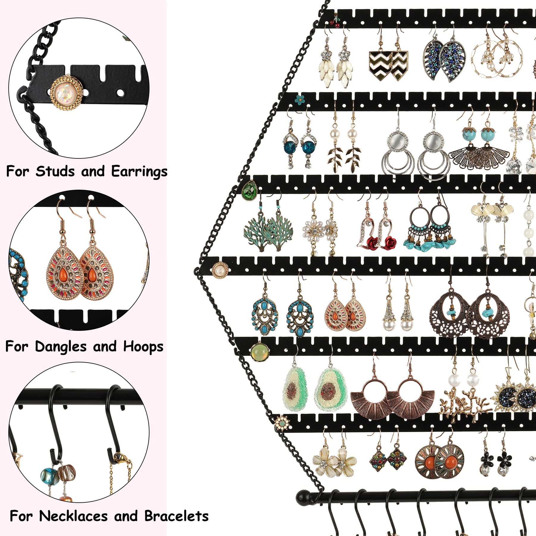 handrong Earring Organizer Hanging Earring Organizer Wall Earring Organizer Wall Mount Hanging Earring Holder Wall Jewelry Organizer Wall Mounted Jewelry Organizer Hexagon