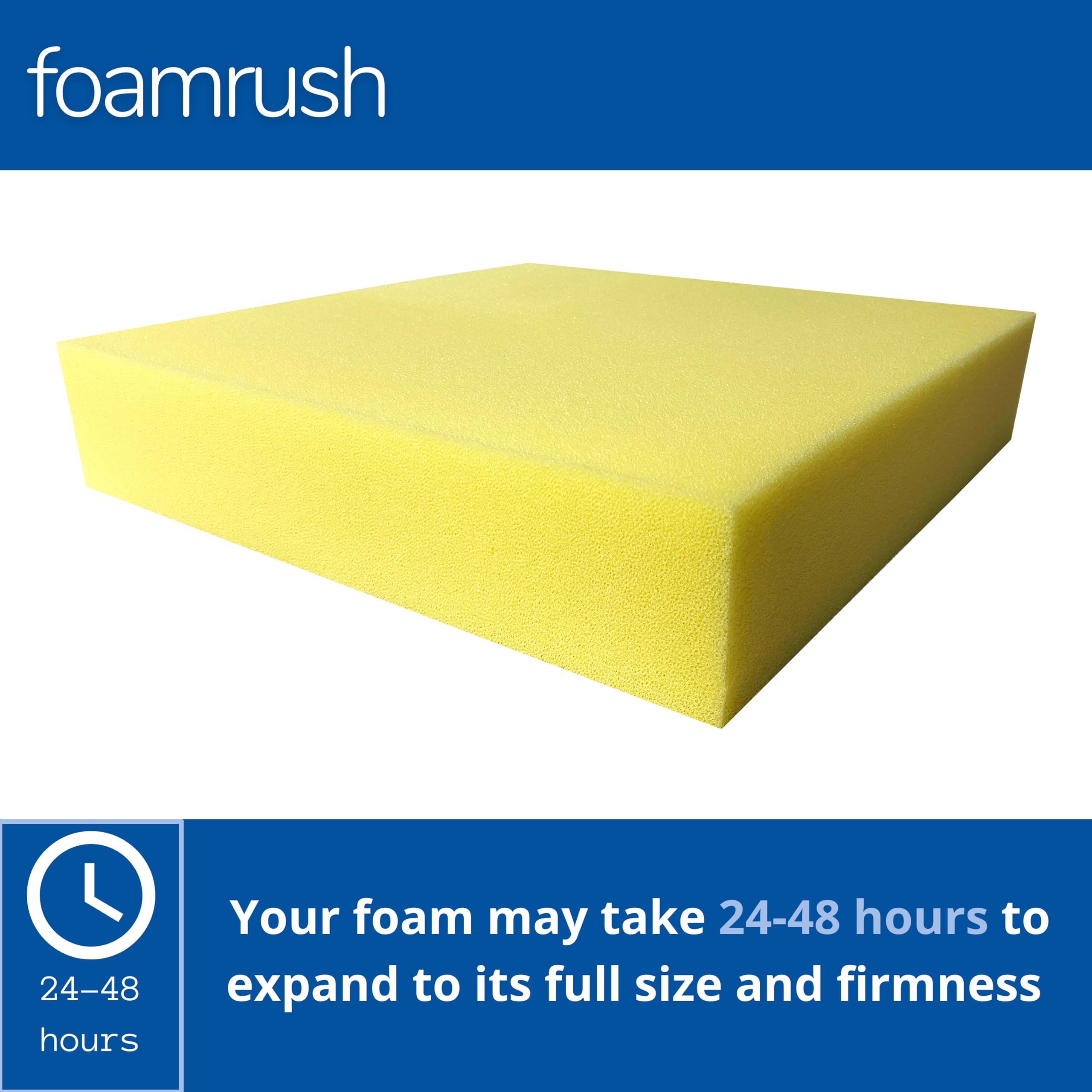 FoamRush 6" x 28" x 28" Dry Fast Water-Resistant Outdoor Upholstery Foam Sheet for Outdoor & Marine Furniture (Chair Cushion Foam for Patio Furniture, Boat Seat Cushion Replacement)