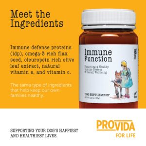 ProVida Immune Function & Multivitamin Supplement for Dogs (Immune Defence Proteins + Omega-3 Rich Flax Seed + Oleuropein Olive Leaf + Essential Vitamins E & C - 60 Scoops Powdered Supplement)