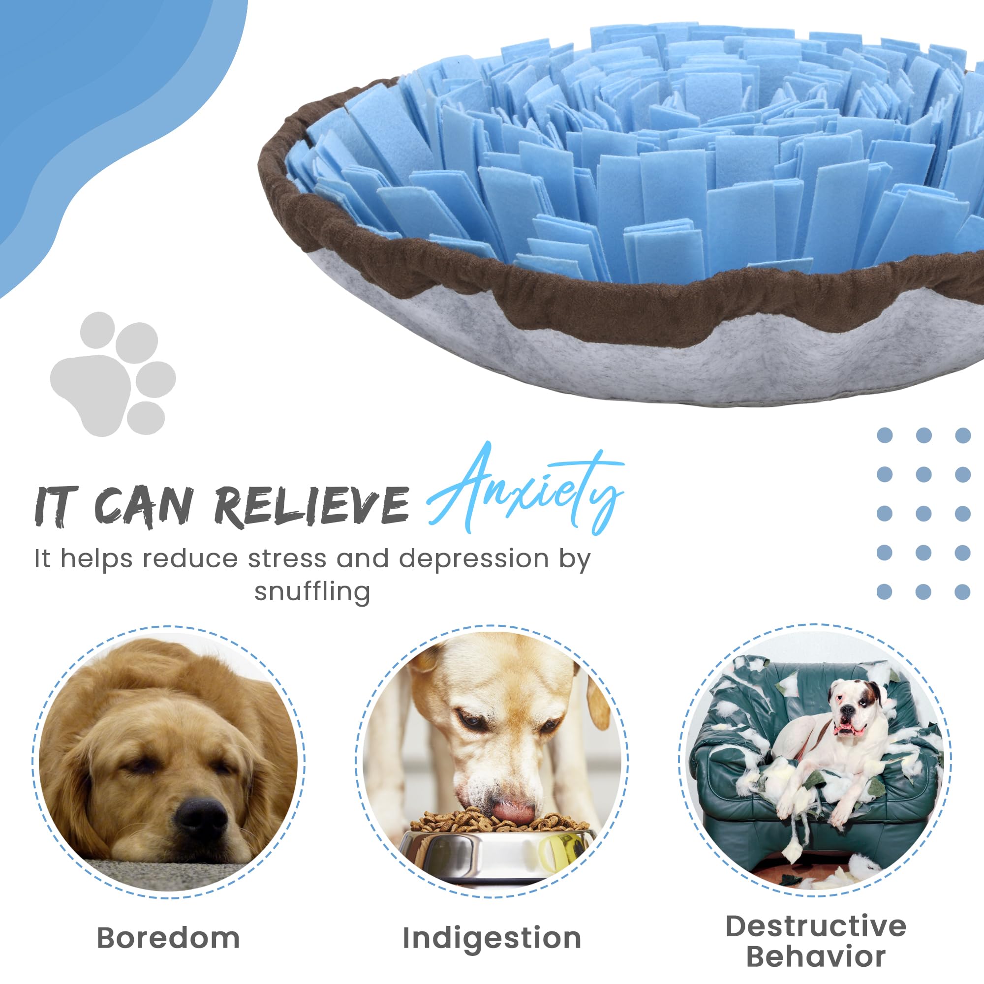 Dog Snuffle Mat Adjustable Big Breed, Puzzle Playthings Dog mental stimulation toys, slow-eating dog toys, stress-relieving dog toys, and small dog enrichment toys for large dogs with Pet Clicker