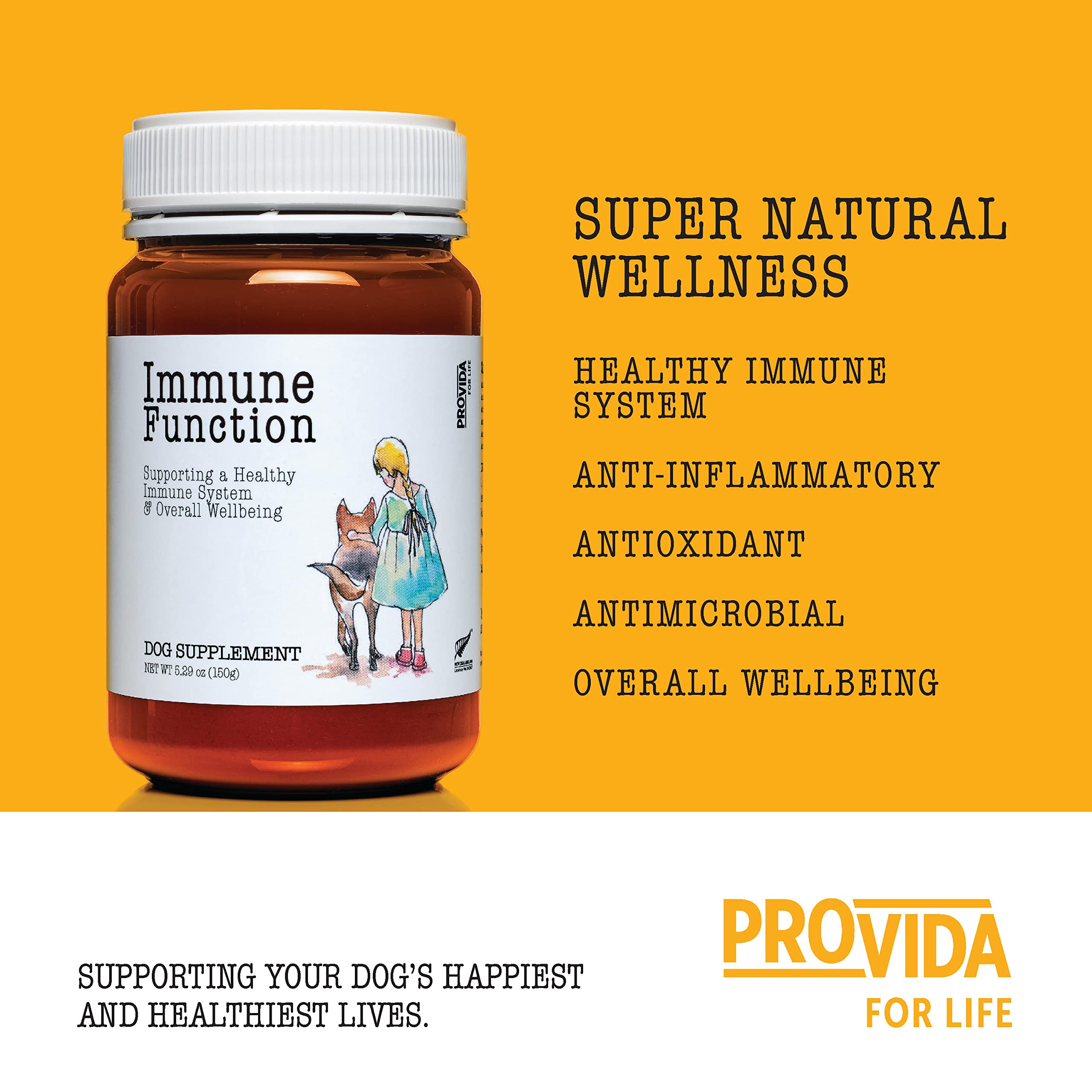 ProVida Immune Function & Multivitamin Supplement for Dogs (Immune Defence Proteins + Omega-3 Rich Flax Seed + Oleuropein Olive Leaf + Essential Vitamins E & C - 60 Scoops Powdered Supplement)