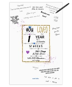 1st birthday party guest book poster - table centerpiece decoration banner for women or men turning 1 year old - sweet guest book alternative - 11x17 in art anniversary keepsake sign for wishes