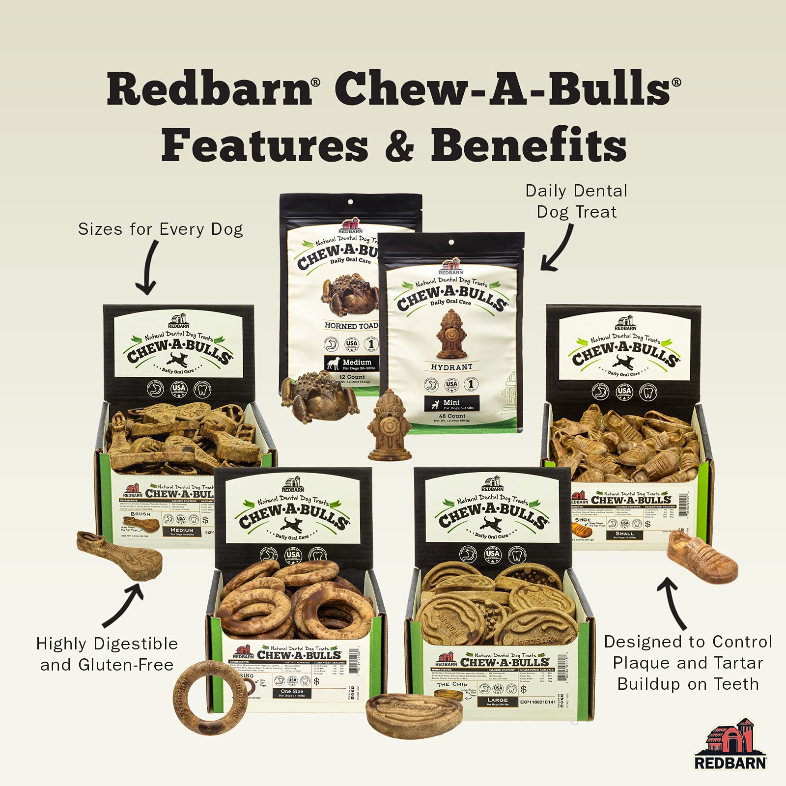 Redbarn Chew-A-Bulls (Size: Large | Shape: Brush | 6-Count (Pack of 1))