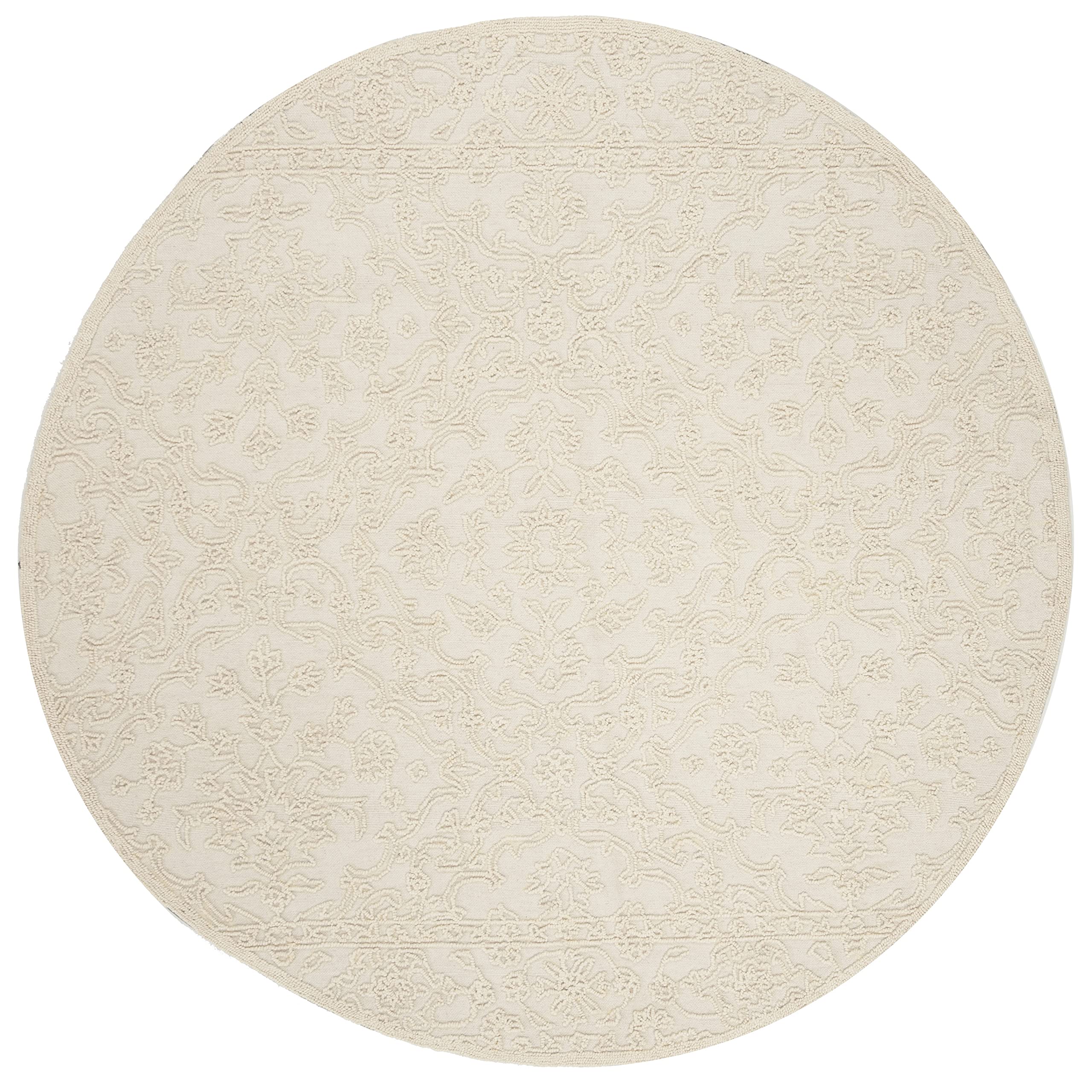 SAFAVIEH Trace Collection 8' Round Ivory TRC102C Handmade Premium Wool Entryway Foyer Living Room Bedroom Kitchen Area Rug