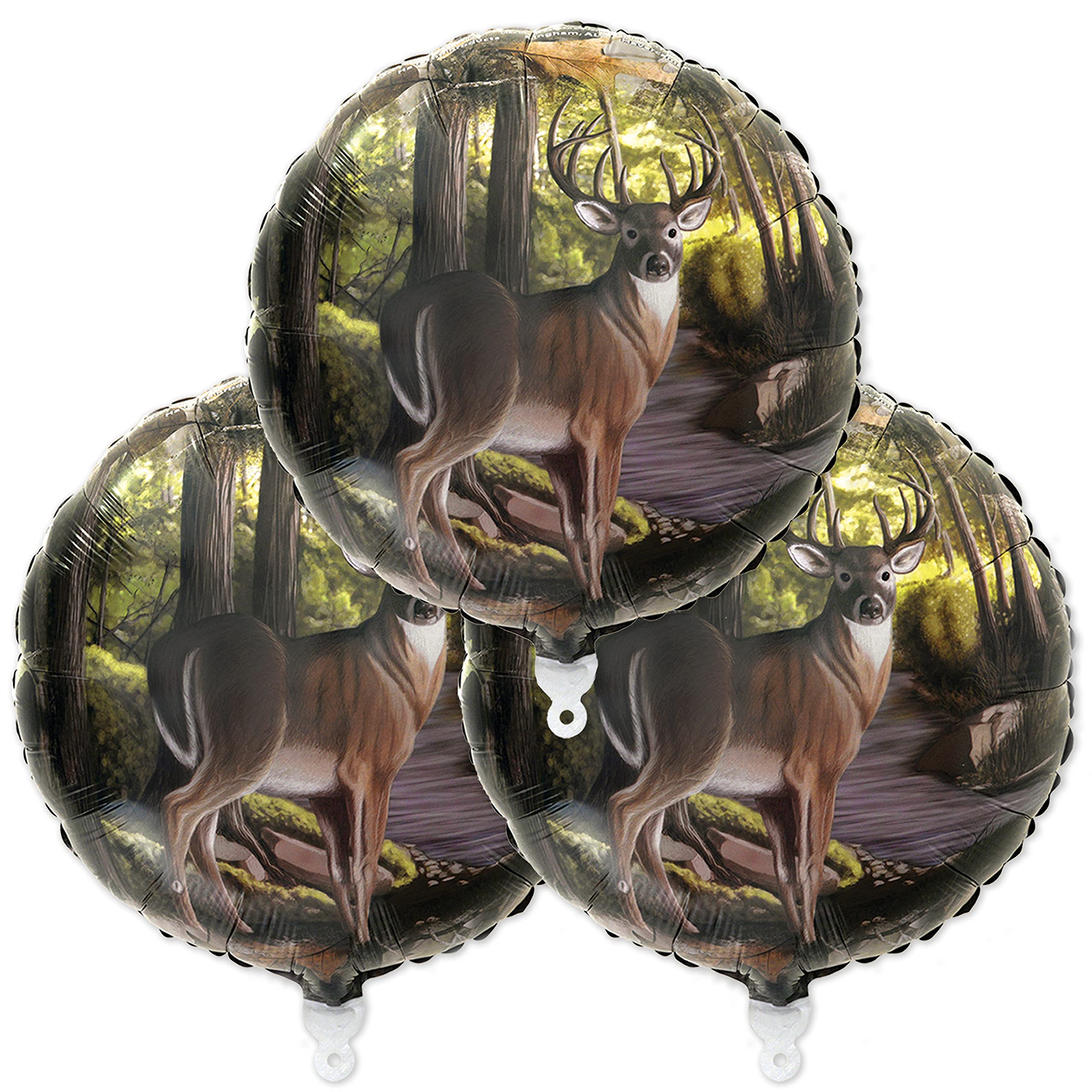 Havercamp Buck Party Balloons (3 pcs.)! 3 Deer (18") Mylar Balloons in Next Camo pattern. Camouflage Motif with Beautiful Buck. Great for Hunter Themed Party, Birthdays, Graduations, Father's Day.