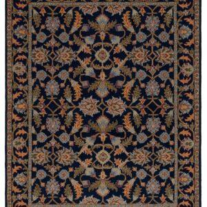 SAFAVIEH Blossom Collection Area Rug - 9' x 12', Navy, Handmade Wool, Ideal for High Traffic Areas in Living Room, Bedroom (BLM219A)