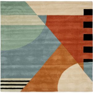 SAFAVIEH Rodeo Drive Collection 10' Square Gold RD863A Handmade Mid-Century Modern Abstract Premium Wool Living Room Dining Bedroom Area Rug