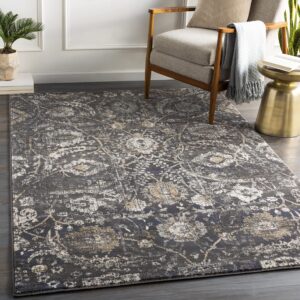 mark&day area rugs, 4x6 avellino traditional black area rug, black beige carpet for living room, bedroom or kitchen (4'3" x 5'7")