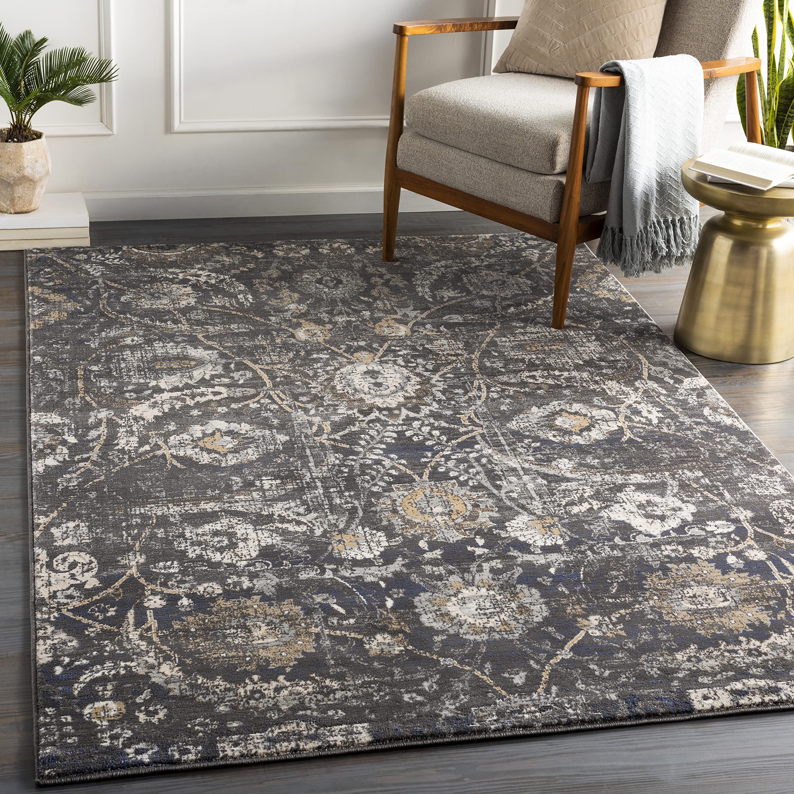 Mark&Day Area Rugs, 4x6 Avellino Traditional Black Area Rug, Black Beige Carpet for Living Room, Bedroom or Kitchen (4'3" x 5'7")