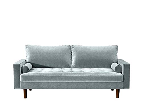 Container Furniture Direct Womble Velvet Upholstered Living Room Diamond Tufted Chesterfield Sofa with Gleaming Nailheads, Teal Blue