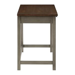 OSP Home Furnishings Milford Rustic 42 Inch Writing Desk with 2 Drawers and Burnished Decorative Hardware, Slate Gray