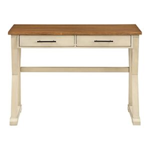 OSP Home Furnishings Jericho Rustic 42 Inch Writing Desk with 2 Drawers and Burnished Decorative Hardware, Antique White