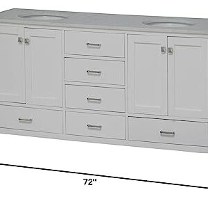 Kitchen Bath Collection Horizon 72-inch Double Bathroom Vanity (Engineered Carrara/White): Includes White Cabinet with Engineered Carrara Countertop and White Ceramic Sinks