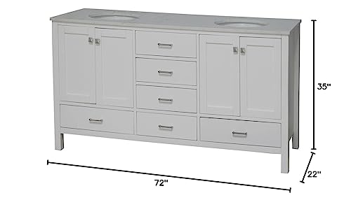 Kitchen Bath Collection Horizon 72-inch Double Bathroom Vanity (Engineered Carrara/White): Includes White Cabinet with Engineered Carrara Countertop and White Ceramic Sinks