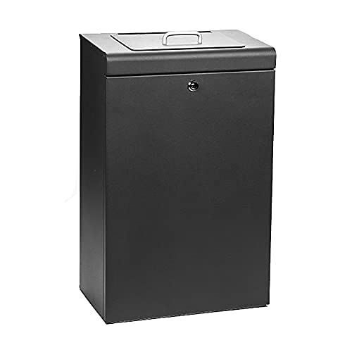 Outdoor 11 Gallon Capacity Locking Waste Can - 100% Rust-Free Powder-Coated Aluminum - Deisgend to Mount on Any Post or Wall (Black)