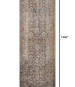 Loloi Amber Lewis Billie Collection, Ink & Salmon 2'-6" x 12'-0" Area Rug – Antique & Distressed Accent Rugs for Living Room, Bedroom, Entryway & Hallway, No Shed High Traffic Area Home Decor Rug