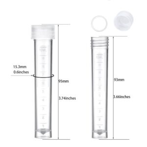 BKMAMLAB 50PCS 10ml Plastic Small Vials with Screw Caps Sample Tubes Cryotubes,PP Material, Free from DNase, RNase, Human DNA