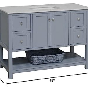 Lakeshore 48-inch Bathroom Vanity (Engineered Carrara/Powder Blue): Includes Powder Blue Cabinet with Engineered Carrara Countertop and White Ceramic Sink