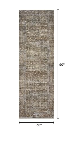 Loloi Amber Lewis Billie Collection, Tobacco & Rust 2'-6" x 7'-6" Area Rug – Antique & Distressed Accent Rugs for Living Room, Bedroom, Entryway & Hallway, No Shed High Traffic Area Home Decor Rug