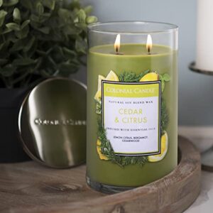 Colonial Candle Cedar & Citrus Scented Jar Candle, Classic Cylinders Collection, 2 Wick, Green, 19 oz - Up to 120 Hours Burn