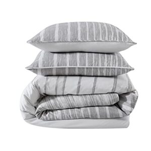 Kenneth Cole New York - Queen Duvet Cover Set, Reversible Cotton Bedding with Matching Shams, Modern Home Decor (Abstract Stripe Grey, Queen)