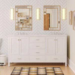 kitchen bath collection horizon 72-inch double bathroom vanity (engineered carrara/white): includes white cabinet with engineered carrara countertop and white ceramic sinks