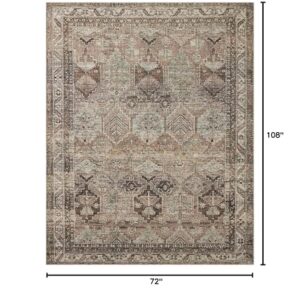 Loloi Amber Lewis Billie Collection, Clay & Sage 6'-0" x 9'-0" Area Rug – Antique & Distressed Accent Rugs for Living Room, Bedroom, Entryway & Hallway, No Shed High Traffic Area Home Decor Rug