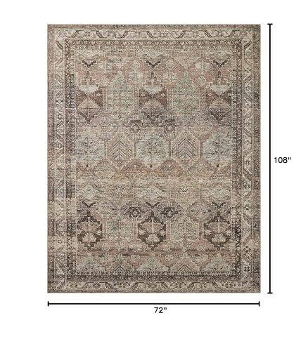 Loloi Amber Lewis Billie Collection, Clay & Sage 6'-0" x 9'-0" Area Rug – Antique & Distressed Accent Rugs for Living Room, Bedroom, Entryway & Hallway, No Shed High Traffic Area Home Decor Rug