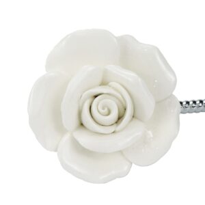 Woogim 2PCS White Rose Hanger Hooks Flower Wall Decor Ceramic Coat Hook Decorative Flower Wall Mounted Hooks for Kitchen Bathroom Bedroom