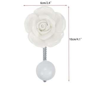 Woogim 2PCS White Rose Hanger Hooks Flower Wall Decor Ceramic Coat Hook Decorative Flower Wall Mounted Hooks for Kitchen Bathroom Bedroom