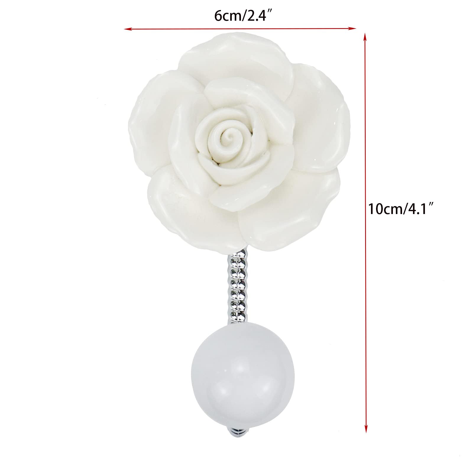 Woogim 2PCS White Rose Hanger Hooks Flower Wall Decor Ceramic Coat Hook Decorative Flower Wall Mounted Hooks for Kitchen Bathroom Bedroom