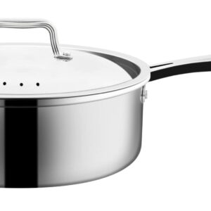 Nuwave Tri-Ply Stainless Steel Sauté Pan with Lid, Even-Heating Technology, 18/10 Deep&Heavy-Duty Construction, No PTFE PFOA PFAS,10 -Yeär Wärranty(3QT)