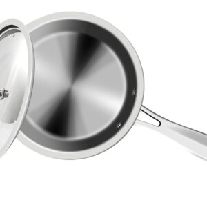 Nuwave Tri-Ply Stainless Steel Sauté Pan with Lid, Even-Heating Technology, 18/10 Deep&Heavy-Duty Construction, No PTFE PFOA PFAS,10 -Yeär Wärranty(3QT)