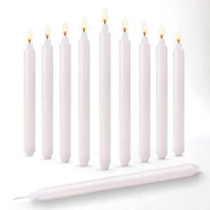 oleek taper 1/2 inch candles - pack of 10 unscented, 8 inch tall candles - 1/2 inch candles - taper candle - 1/2 inch white candlesticks