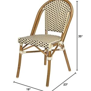 Source Furniture Paris Resin Wicker Patio Dining Side Chair in Cream & Chocolate