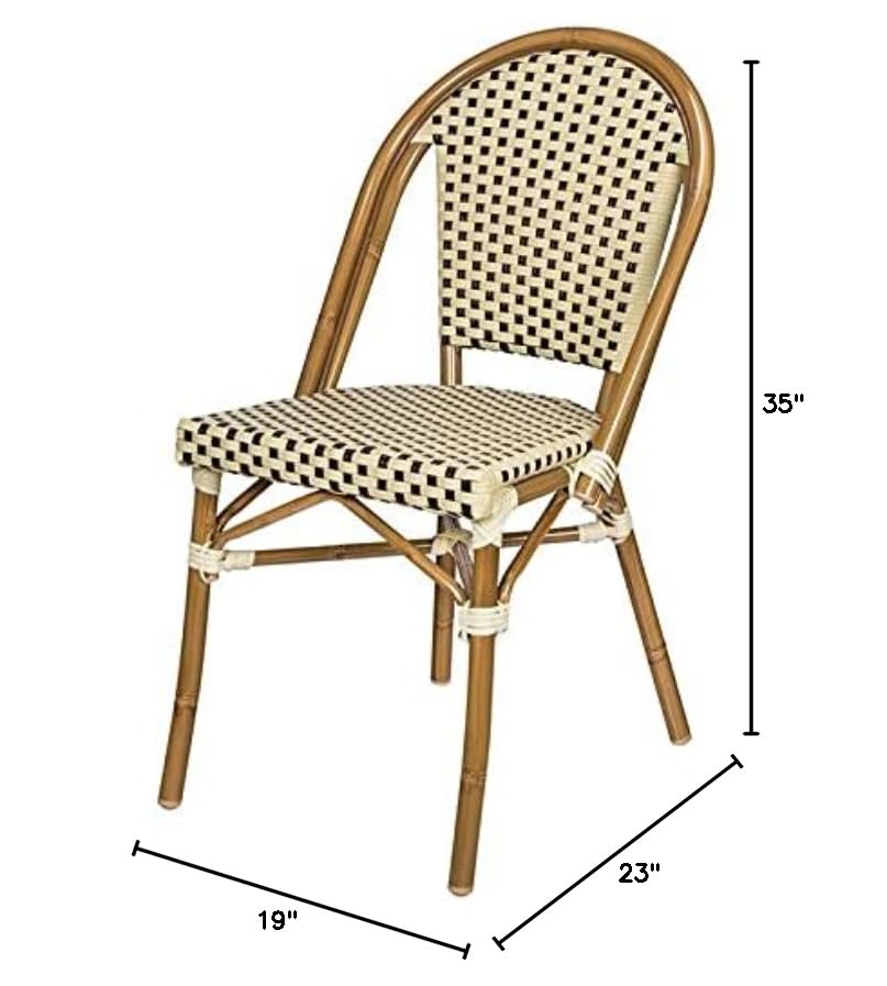 Source Furniture Paris Resin Wicker Patio Dining Side Chair in Cream & Chocolate