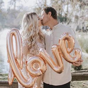 Dzrige 42 Inch Love Foil Balloons 4 Pcs Love Letter Balloons Giant Champagne Gold and Red Love Balloons Banner for Romantic Wedding Bridal Shower Birthday Party Valentines Day Gift Decorations