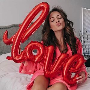 Dzrige 42 Inch Love Foil Balloons 4 Pcs Love Letter Balloons Giant Champagne Gold and Red Love Balloons Banner for Romantic Wedding Bridal Shower Birthday Party Valentines Day Gift Decorations