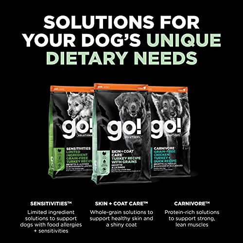 Go! Solutions Skin + Coat Care, Dry Dog Food, Turkey Recipe with Grains, 3.5 lb Bag