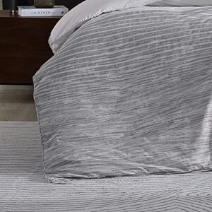 Kenneth Cole New York - Queen Duvet Cover Set, Reversible Cotton Bedding with Matching Shams, Modern Home Decor (Abstract Stripe Grey, Queen)