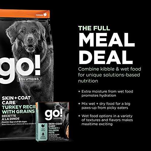 Go! Solutions Skin + Coat Care, Dry Dog Food, Turkey Recipe with Grains, 3.5 lb Bag