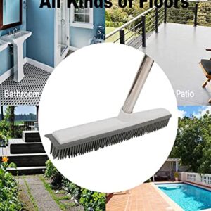 Rubber Broom with Handle, Broom Rubber Bristles Removing Animals Cats Dogs Hair for Floors for Carpets Tiles Windows and Gardens White