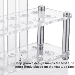 Ackers Science 12Pcs 16×150mm(23ml) Glass Test Tubes with Cork Stoppers|1 Rack of Acrylic Material