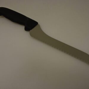 Made in USA 7 inch Offset Scalloped Edge Bread Knife Black Handle SG163-7SC