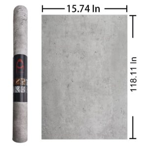 3YECAO 16"×118" Light Grey Concrete Wallpaper Peel and Stick 3D Faux Extra Thick Grey Concrete Cement Contact Paper Vinyl Matte Textured Industrial Adhesive Gray Wallpaper for Kitchen Bedroom Bathroom