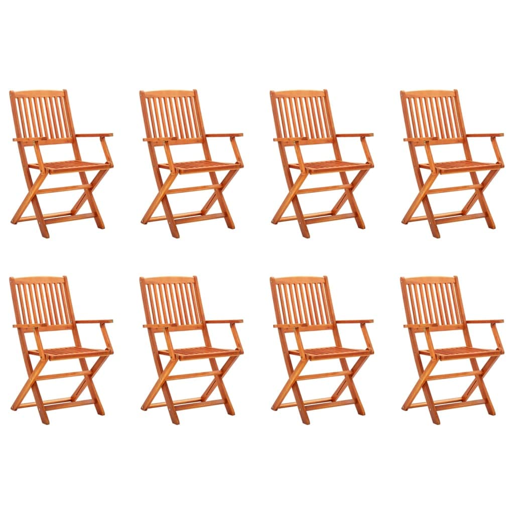 vidaXL Folding Patio Chairs 2 pcs Constructed from Solid Eucalyptus Wood - Weather-Resistant, Oil Finished Surface, Contemporary Style for Garden, Terrace or Patio